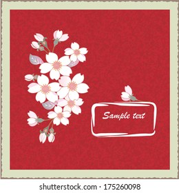 Card with spring cherry blossoms