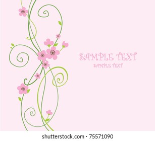 card with spring cherry blossoms