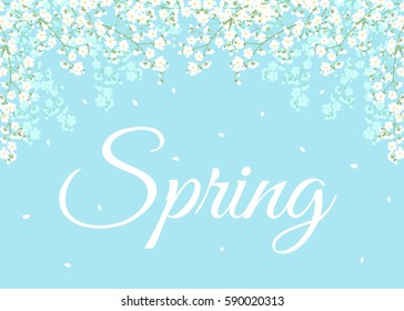 Card with spring flowers on tree branch