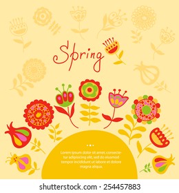 card with spring flowers with place for text