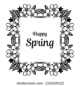 Card of spring time floral hand lettering vector illustration