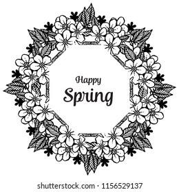 Card of spring time floral hand lettering vector illustration