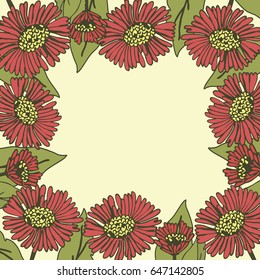 Card square shape with red floral background and place for text 