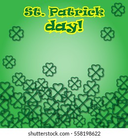 Card for St. Patricks day with the 3d clover leaves. Design for banner, invitation, postcard, pack. Vector illustration with text.