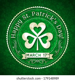 Card for St. Patrick's Day with text and shamrock, vector