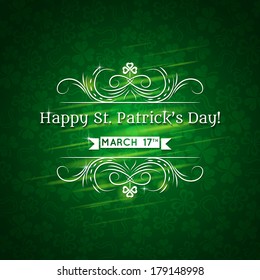 Card for St. Patrick's Day with text and many shamrocks