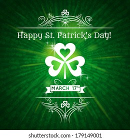 Card for St. Patrick's Day with text and shamrock