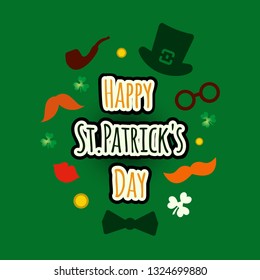 Card for St. Patrick's Day.Invitation to an Irish party at the Pub. Happy St. Patrick's Day. Greeting template for Saint Patrick's Day Celebration. lucky clover leaves