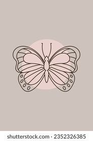 Card sticker butterfly nature pink insect