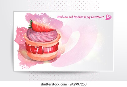 card with strawberry cupcake. Valentine's Day card