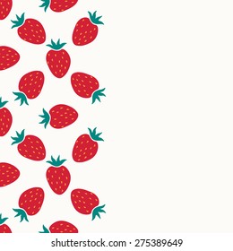 Card with strawberry. Fruit background.