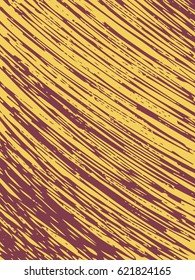 Card with stripes made by brush and ink. Texture for the background. Red random stripes on a yellow background. Hand drawn. Vector illustration.