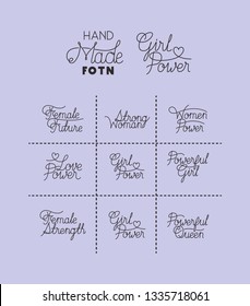 card with strong female message hand made font