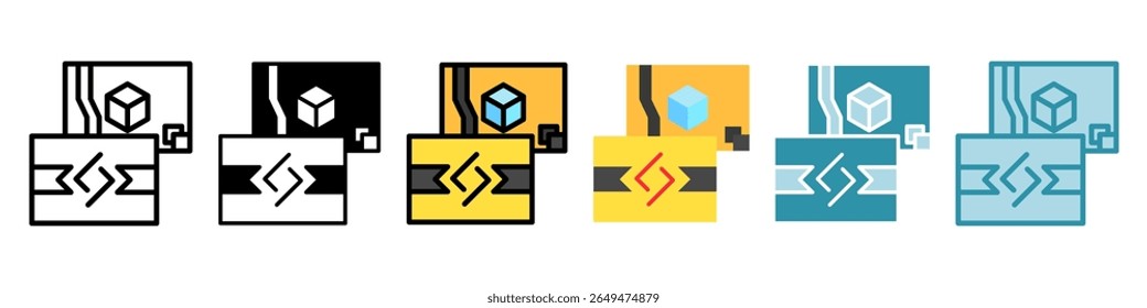 Estilo de cartão multi estilo, mini conjunto de ícone de ilustração. Vetor para conceito moderno, impressão, UI, kit UX, web e desenvolvimento de aplicativos. Relacionado à oferta de produtos, marketing, negócios.