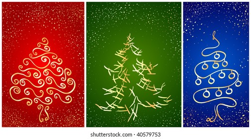 card with stylization New Year tree