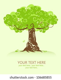 Card with stylized abstract tree and space for text
