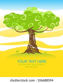 Card with stylized abstract tree and space for text