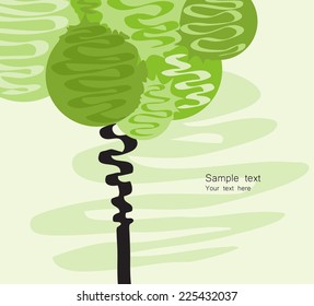 Card with stylized art tree. Vector