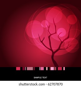 Card with stylized autumn tree