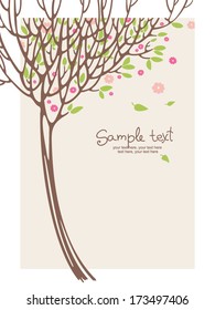card with stylized blossoming tree
