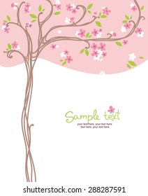 card with stylized blossoming tree