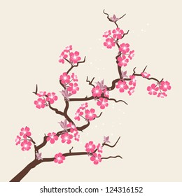 Card with stylized cherry blossom flowers.