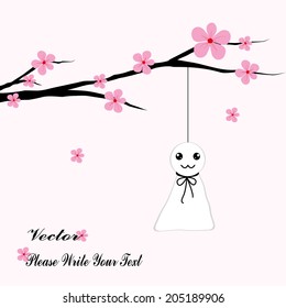 card with stylized cherry blossom and text