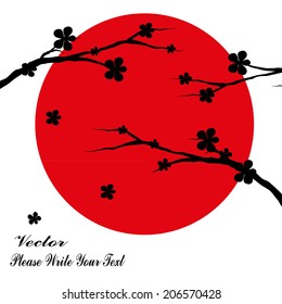 card with stylized cherry blossom and text