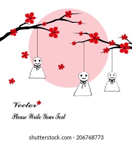 card with stylized cherry blossom and text