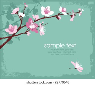 card with stylized cherry blossom and text