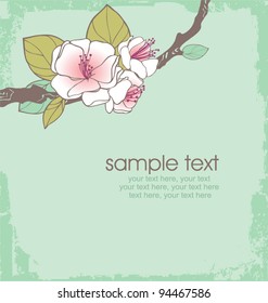 card with stylized cherry blossom and text
