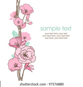 card with stylized cherry blossom and text