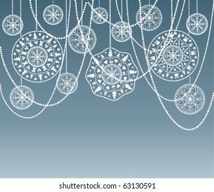 card  with stylized  Christmas  snowflake