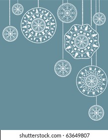 card with stylized Christmas snowflakes