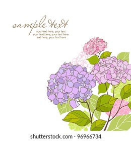 card with stylized hydrangeas and text