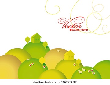 card  with stylized landscape