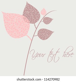 Card with stylized leaf. Vector floral background. Beauty floral illustration.