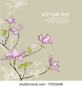 card with stylized magnolia and text