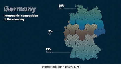 Card with a stylized oriental overlapping pattern and a transform effect. Oriental gold pattern with overlap superimposed on map. germany Political Map. germany country map infographics