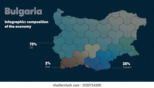Card with a stylized oriental overlapping pattern and a transform effect. Oriental gold pattern with overlap superimposed on map. bulgaria Political Map. bulgaria country map infographics