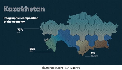 Card with a stylized oriental overlapping pattern and a transform effect. Oriental gold pattern with overlap superimposed on map. kazakhstan Political Map. kazakhstan country map infographics