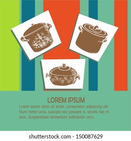 card with stylized pots