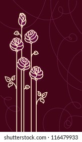 Card with Stylized Roses. Vector Graphic