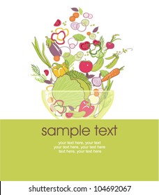 card with stylized salad in a bowl