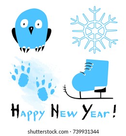Card with the stylized snowflakes on white background. Vector Illustraion