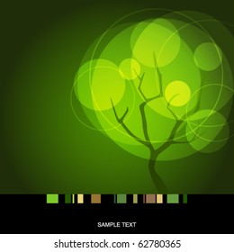 Card with stylized summer tree