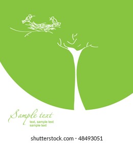 Card with stylized tree