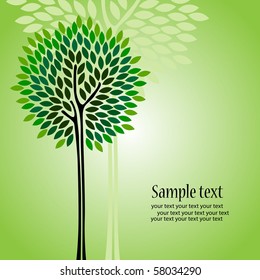 Card with stylized tree