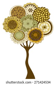 Card with stylized tree on white background