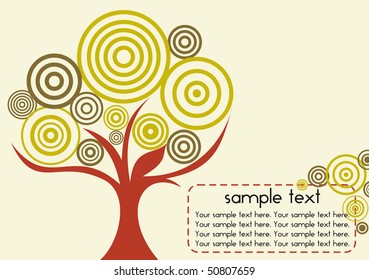 A card with stylized tree and place for your text
